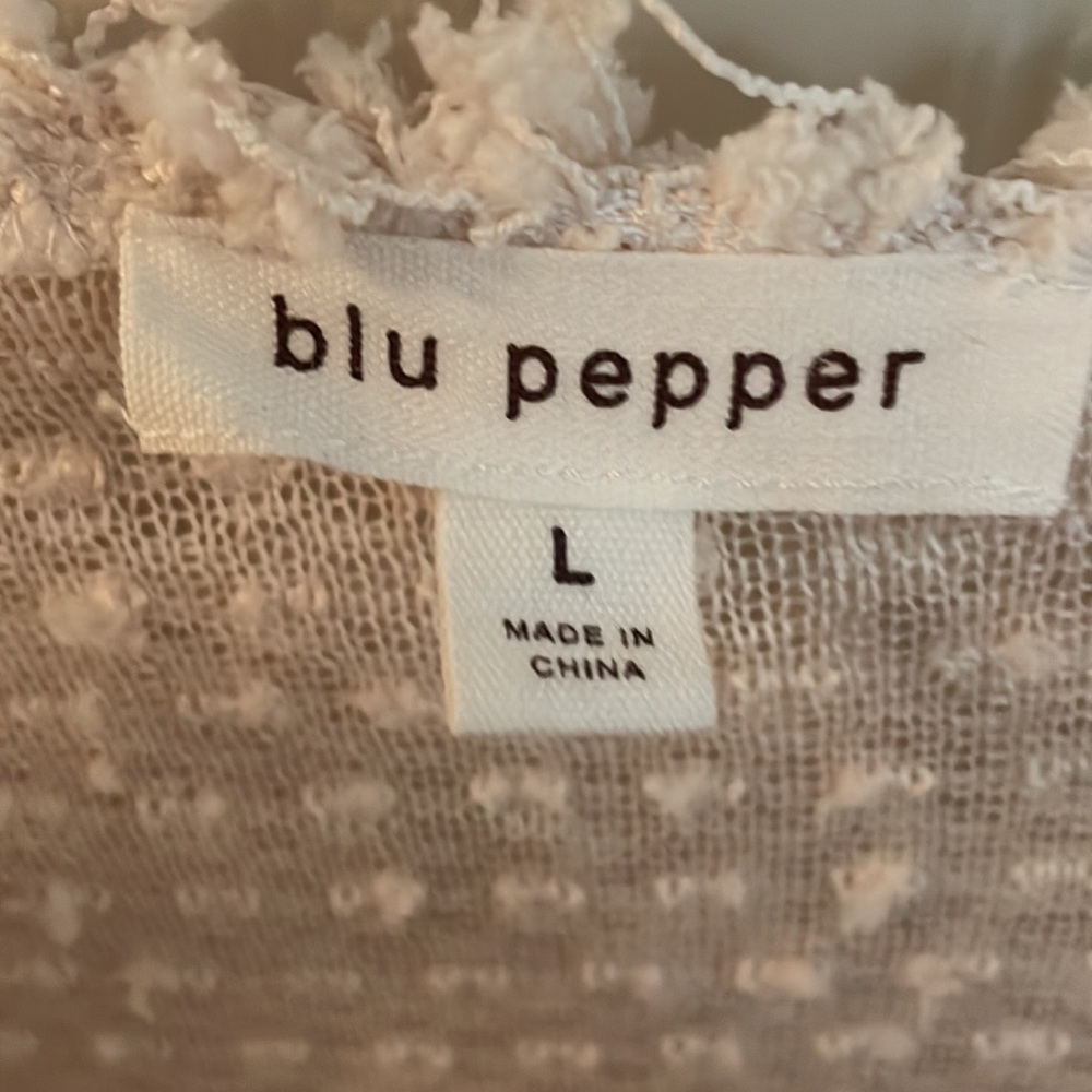 Blu Pepper - Cream Popcorn Fringe Fuzzy Open Cardigan - Size Large - Picture 3 of 8